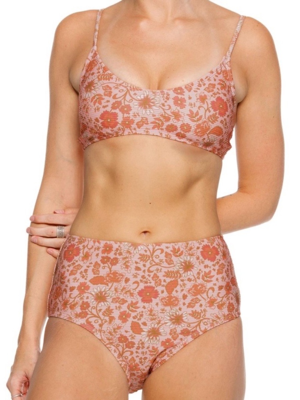 NWT Billabong Retro Rise Ribbed Bikini Top Size Small Bottoms Size Medium